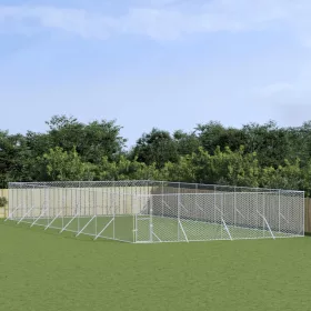    ezüstszínű kültéri horganyzott acél kutyakennel 8 x 16 x 2 m