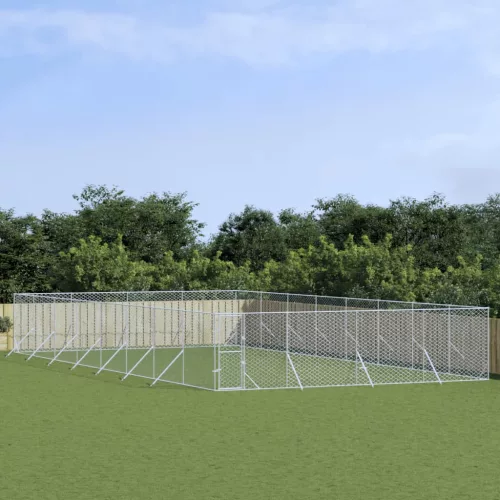  ezüstszínű kültéri horganyzott acél kutyakennel 8 x 16 x 2 m