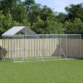    ezüstszínű horganyzott acél kutyakennel tetővel 6x2x2,5 m