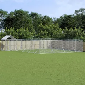    ezüstszínű horganyzott acél kutyakennel tetővel 10x8x2,5 m