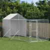  ezüstszínű horganyzott acél kutyakennel tetővel 2x6x2,5 m