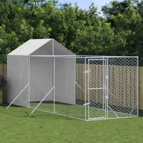    ezüstszínű horganyzott acél kutyakennel tetővel 2x6x2,5 m