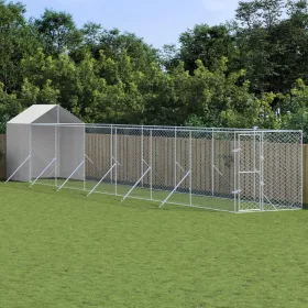    ezüstszínű horganyzott acél kutyakennel tetővel 2x14x2,5 m