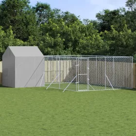    ezüstszínű horganyzott acél kutyakennel tetővel 6x6x2,5 m