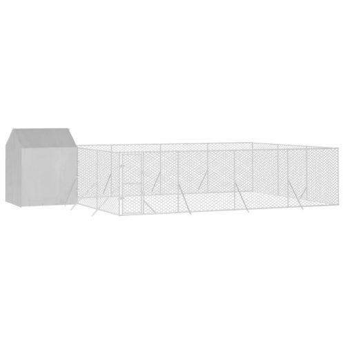  ezüstszínű horganyzott acél kutyakennel tetővel 10x6x2,5 m