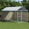  ezüstszínű horganyzott acél kutyakennel tetővel 2x6x2,5 m