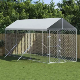   ezüstszínű horganyzott acél kutyakennel tetővel 2x6x2,5 m