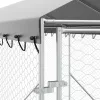  ezüstszínű horganyzott acél kutyakennel tetővel 2x6x2,5 m
