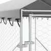  ezüstszínű horganyzott acél kutyakennel tetővel 2x14x2,5 m
