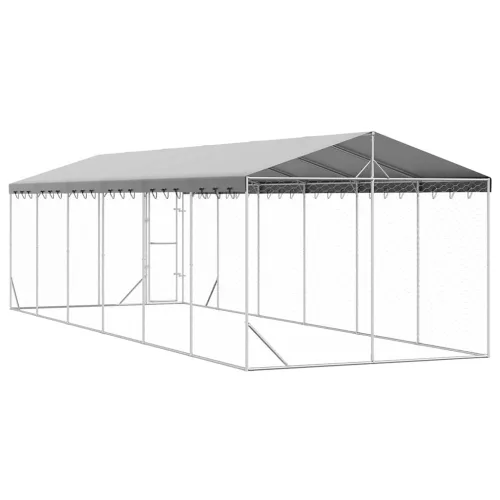  ezüstszínű horganyzott acél kutyakennel tetővel 3x9x2,5 m