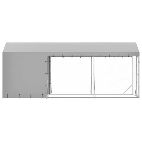  ezüstszínű horganyzott acél kutyakennel tetővel 2x6x2,5 m