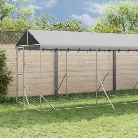    ezüstszínű horganyzott acél kutyakennel tetővel 2x10x2,5 m