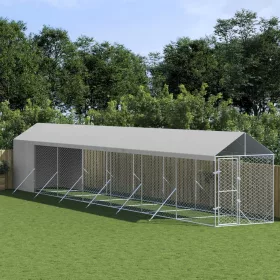    ezüstszínű horganyzott acél kutyakennel tetővel 2x14x2,5 m