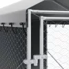  ezüstszínű horganyzott acél kutyakennel tetővel 2x14x2,5 m