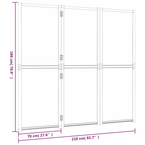  fekete 3 paneles térelválasztó 210 x 180 cm