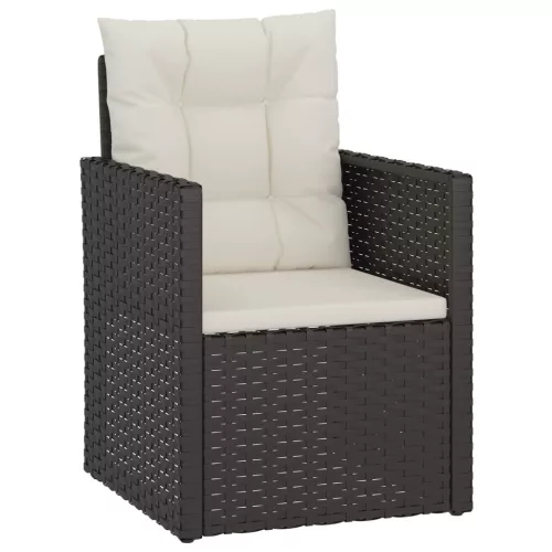  4 részes fekete polyrattan kültéri ülőgarnitúra párnákkal