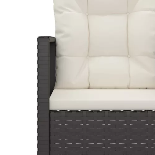  4 részes fekete polyrattan kültéri ülőgarnitúra párnákkal