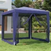  kék HDPE rendezvénysátor 4 hálós oldalfallal 2,5x2,5 m