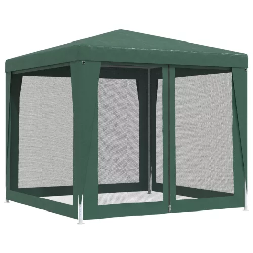  zöld HDPE rendezvénysátor 4 hálós oldalfallal 2,5x2,5 m