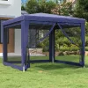  kék HDPE rendezvénysátor 4 hálós oldalfallal 3x3 m