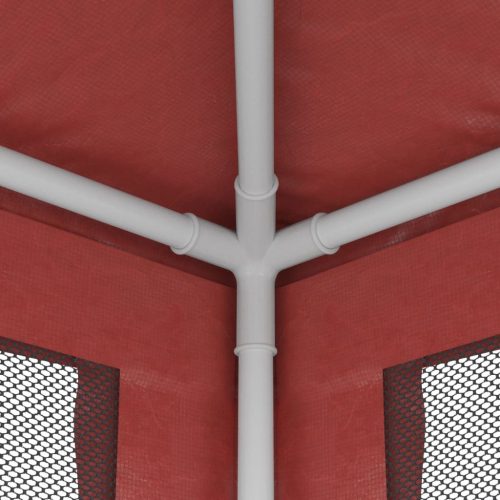 piros HDPE rendezvénysátor 4 hálós oldalfallal 3x3 m