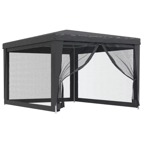  antracit HDPE rendezvénysátor 4 hálós oldalfallal 3x4 m
