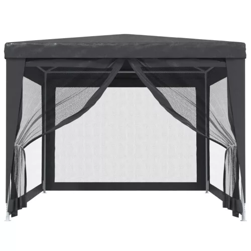  antracit HDPE rendezvénysátor 4 hálós oldalfallal 3x4 m