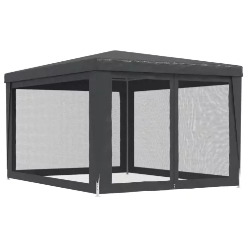  antracit HDPE rendezvénysátor 4 hálós oldalfallal 3x4 m