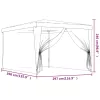  antracit HDPE rendezvénysátor 4 hálós oldalfallal 3x4 m