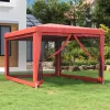  piros HDPE rendezvénysátor 4 hálós oldalfallal 3x4 m