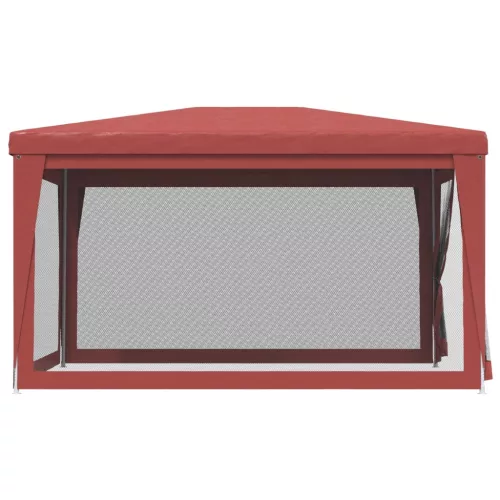  piros HDPE rendezvénysátor 4 hálós oldalfallal 3x4 m