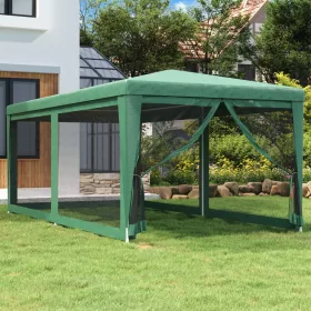  zöld HDPE rendezvénysátor 6 hálós oldalfallal 3x6 m