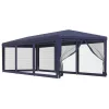  kék HDPE rendezvénysátor 8 hálós oldalfallal 3x9 m