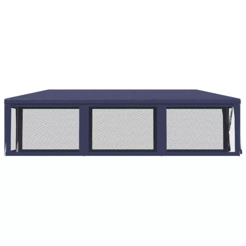  kék HDPE rendezvénysátor 8 hálós oldalfallal 3x9 m