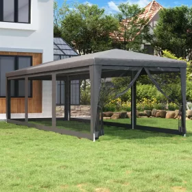  antracit HDPE rendezvénysátor 8 hálós oldalfallal 3x9 m