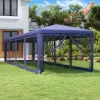  kék HDPE rendezvénysátor 10 hálós oldalfallal 3 x 12 m