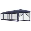  kék HDPE rendezvénysátor 10 hálós oldalfallal 3 x 12 m