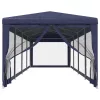  kék HDPE rendezvénysátor 10 hálós oldalfallal 3 x 12 m