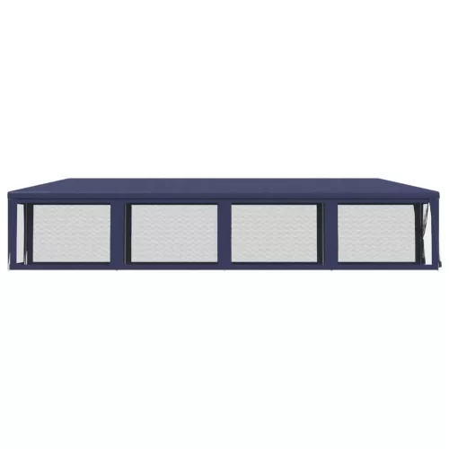  kék HDPE rendezvénysátor 10 hálós oldalfallal 3 x 12 m