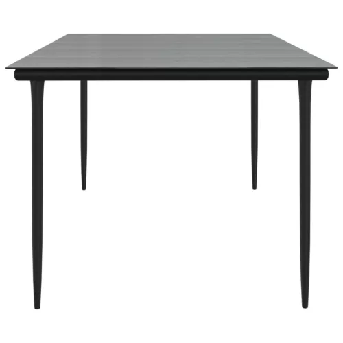  fekete acél és edzett üveg kerti étkezőasztal 200 x 100 x 74 cm