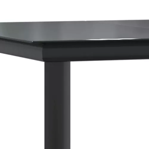  fekete acél és edzett üveg kerti étkezőasztal 160x80x74cm