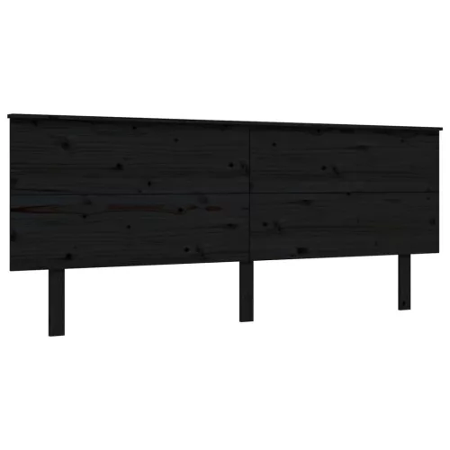 fekete tömör fa ágykeret fejtámlával 200 x 200 cm