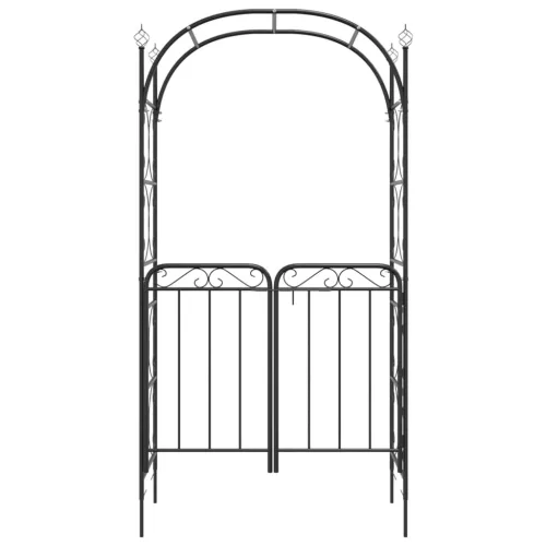  fekete acél kerti boltív kapuval 108 x 45 x 235 cm