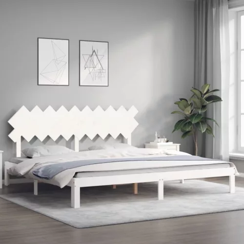  fehér tömör fenyőfa ágy matrac nélkül 200 x 200 cm