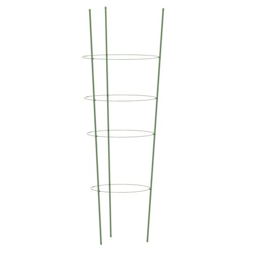  5 db zöld acél kerti növénytámasz 4 gyűrűvel 90 cm