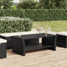  fekete polyrattan dohányzóasztal 100 x 50 x 40 cm