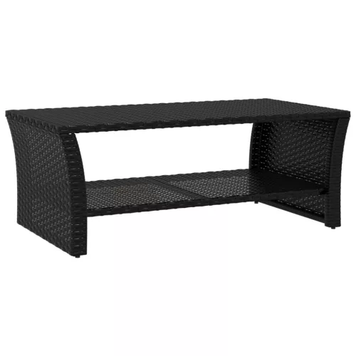  fekete polyrattan dohányzóasztal 100 x 50 x 40 cm