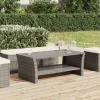  szürke polyrattan dohányzóasztal 100 x 50 x 40 cm