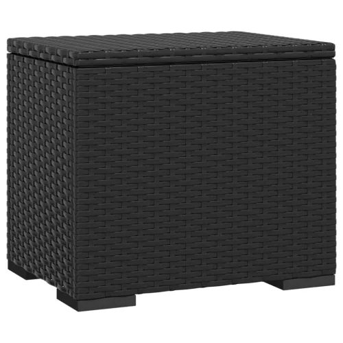  2 db fekete polyrattan zsámoly párnákkal 40 x 30 x 40 cm