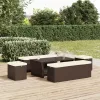  2 db barna polyrattan zsámoly párnákkal 40 x 30 x 40 cm